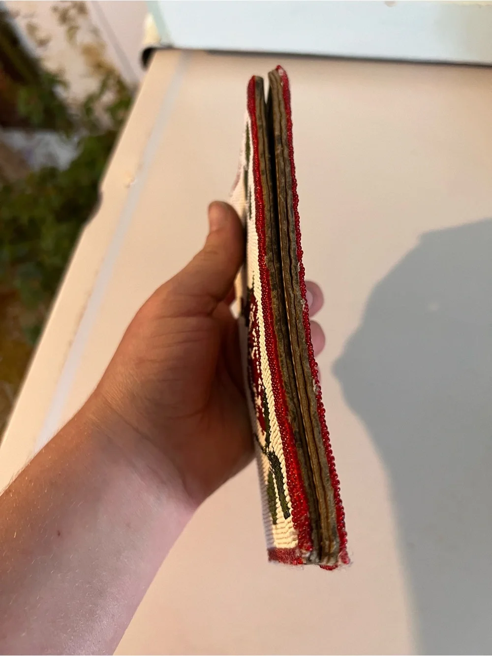 Rose Beaded Leather Vintage Check Book Cover